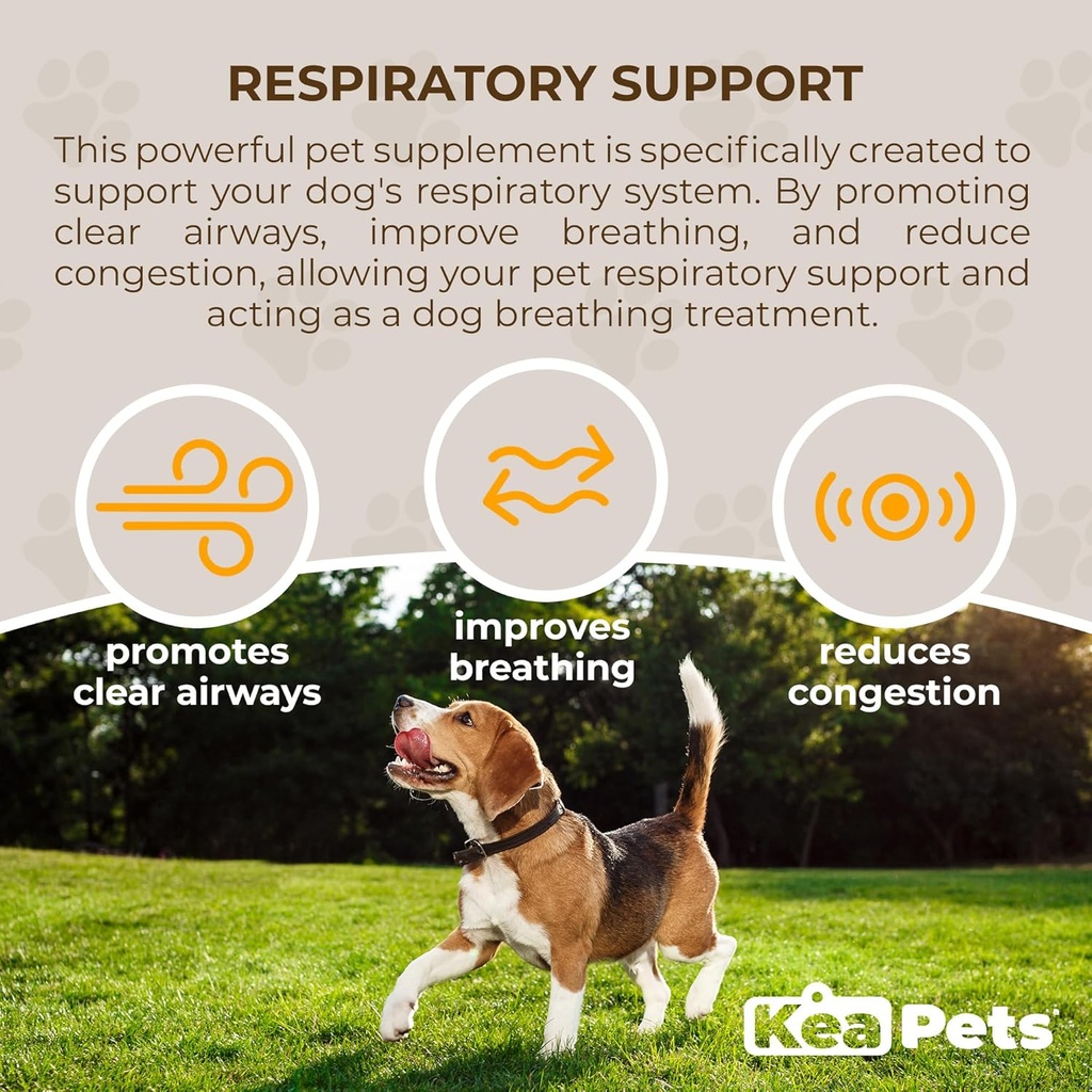 Condiments pour chiens Soutien respiratoire pour chiens Un complément naturel pour chiens pour la respiration optimale, les sinus clairs, la toux, les éternuements et le soulagement de la congestion pour chiens