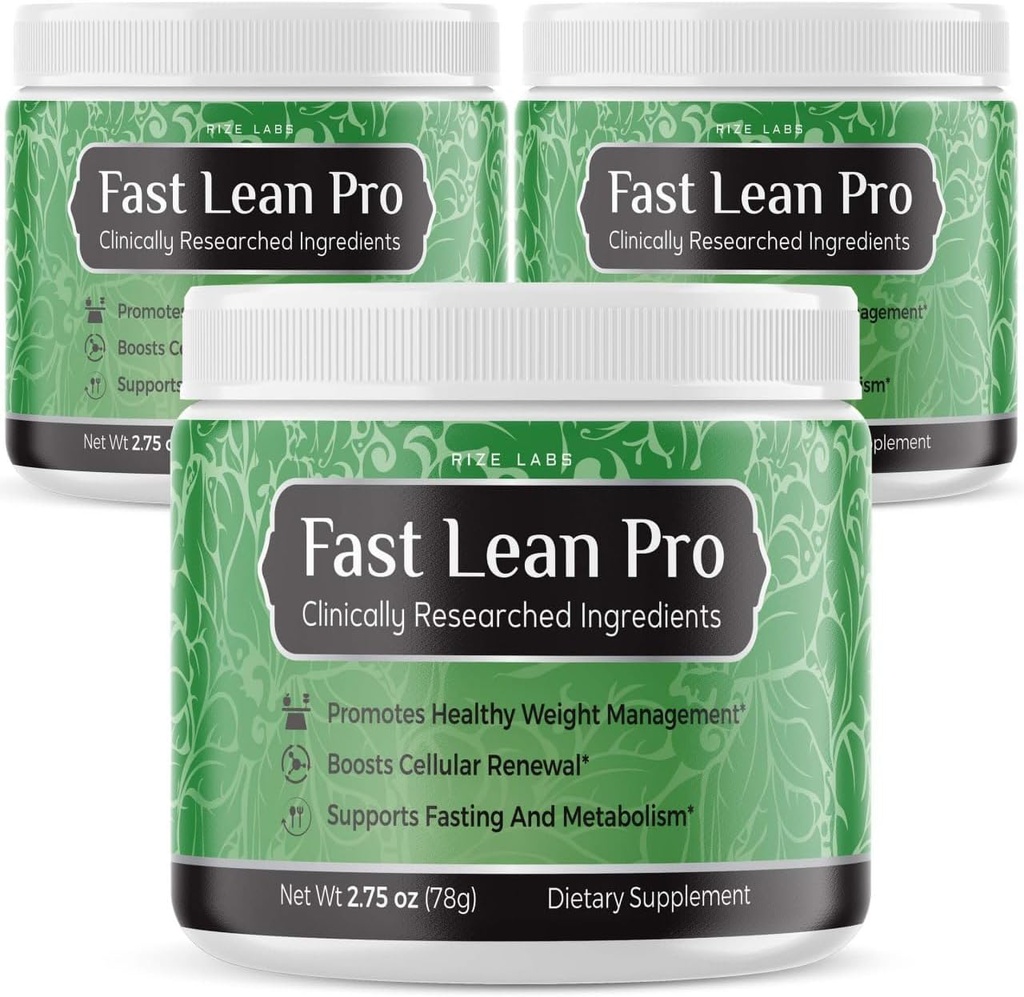 rize labs Fast Lean Pro, offizieller Fast Lean Pro Advanced Formula Supplement Bewertungen, FastLeanPro Hydration BCAA Trinkkapseln in einem Jar, einfach zu Scoop und Geschmacksrichtungen groß (90 Portionen) (Pack von 3)