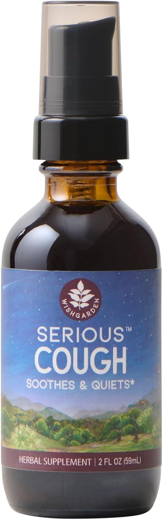 WishGarden Kräuter - Serious Cough, Organic Herbal Cough Suppressant Supplement, Beruhigt und Beruhigt Common Throat und Bronchial Irritation (2 Ounce Pump)
