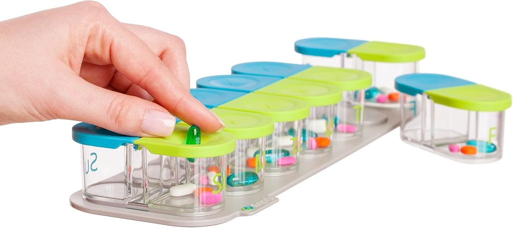 Sagely Smart Active Weekly Pill Box Organizer- AM/PM Pill Planner mit Free App und 7 abnehmbaren Pods