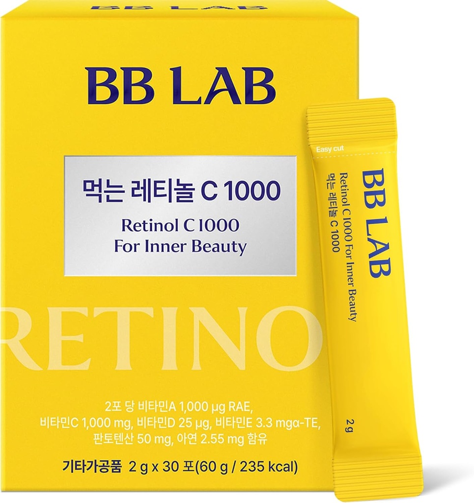 BB LAB Retinol C 1000, Pulvermischung mit Vitamin C, Retinol, Vitamin E, B5 & Zink für Radiant Skin, Korea Inner Beauty Supplement für Gesunde Haut