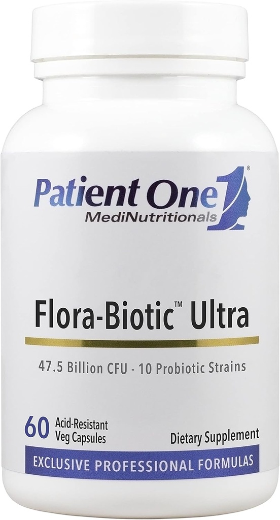 Paziente Uno Flora-Biotic Ultra | Integratore Probiotico per Supporto Flora Intestinale Equilibrata* | 47.5 Billion CFU Plus 10 Strains Probiotici | 60 Capsule