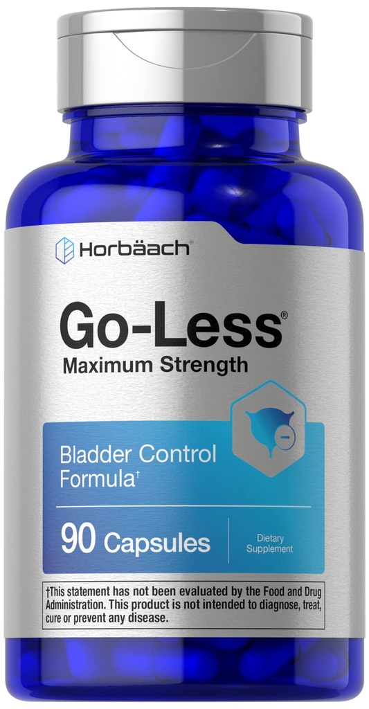 Horbäach Go Less Bladder Control Supplemento | 90 capsule | Pillole di massima resistenza per le donne e gli uomini | Non-GMO & Gluten Formula gratuita
