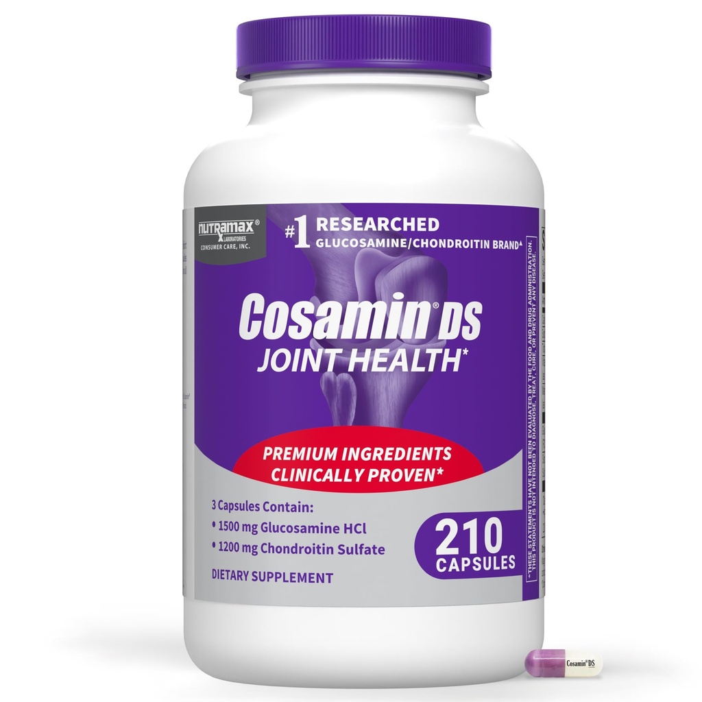Supplément de santé mixte Cosamin® DS Nutramax avec Glucosamine et Chondroïtine pour hommes et femmes, 210 capsules