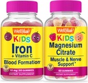 Wellja Iron + Vitamin C Kinder + Magnesium Citrate Kinder, Gummie Bundle - Große Verkostung, Vitamin-Ergänzung, Glutenfrei, GMO frei, Kaugummi