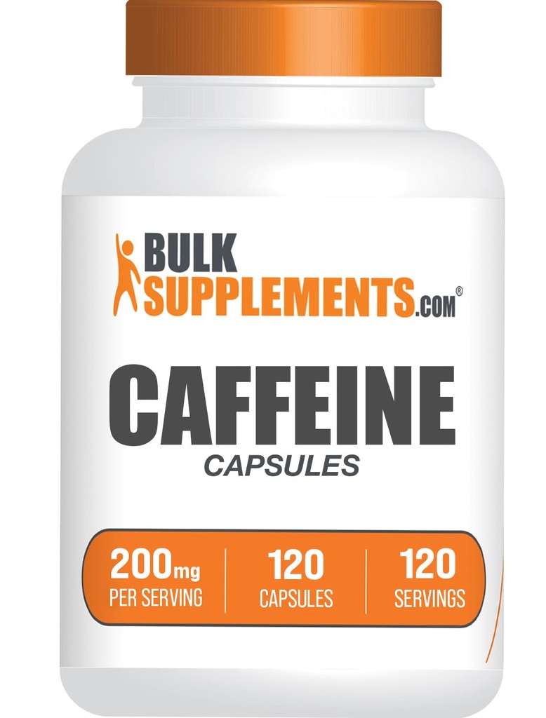 BulkSupplements.com Koffein 200mg Kapseln - Koffein Ergänzungen, Koffein Pillen 200mg - für Energieunterstützung, 1 Koffein Kapsel pro Servieren, 120 Kapseln (Pack von 1)