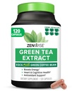 Zenwise Health Capsules d'extrait de thé vert pour les hommes et les femmes - Supplément EGCG avec extrait de café vert stimule l'énergie et la mémoire - Immune support pour la peau, le cerveau et la santé du coeur - Vegan - 120 comte