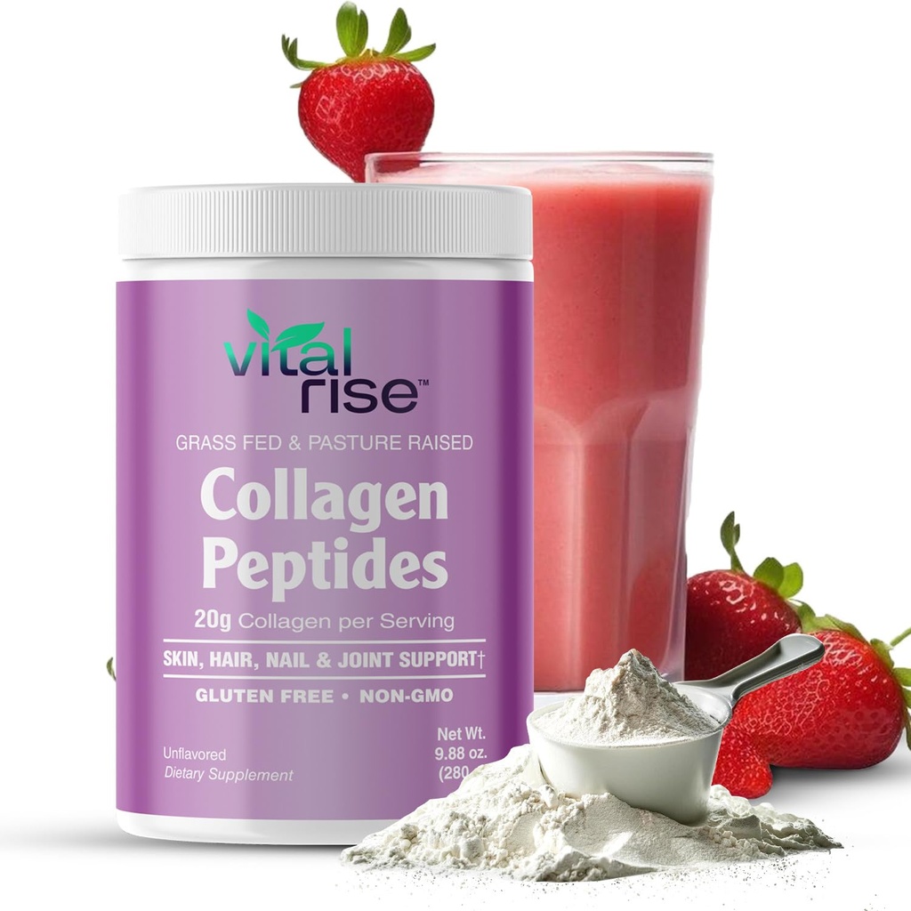 Natural-Sourced Hydrolysed Collagen Powder - Haar, Haut, Nagel und Gelenkunterstützung - Typ I & III Grass-Fed Collagen Supplement für Frauen | Non-GMO, Dairy-Free | 9.88 Oz (280g) Unflavored