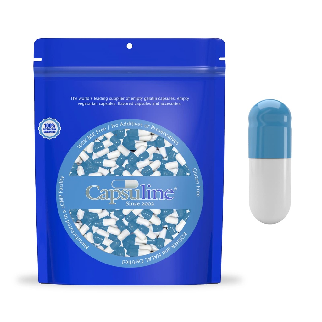 Capsuline Farbige Größe 000 Leere Gelatine Kapseln Blau/Weiß 5000 Zähler