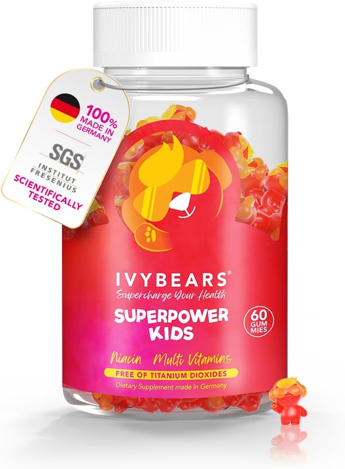 IvyBears® Superpower Kids - Multivitamin Gummies per il supporto immunitario - Rafforzare i sistemi immunitario dei bambini con vitamine C, D2, B6, A - Completamente Natural Berry-Flavored - Tedesco-Made