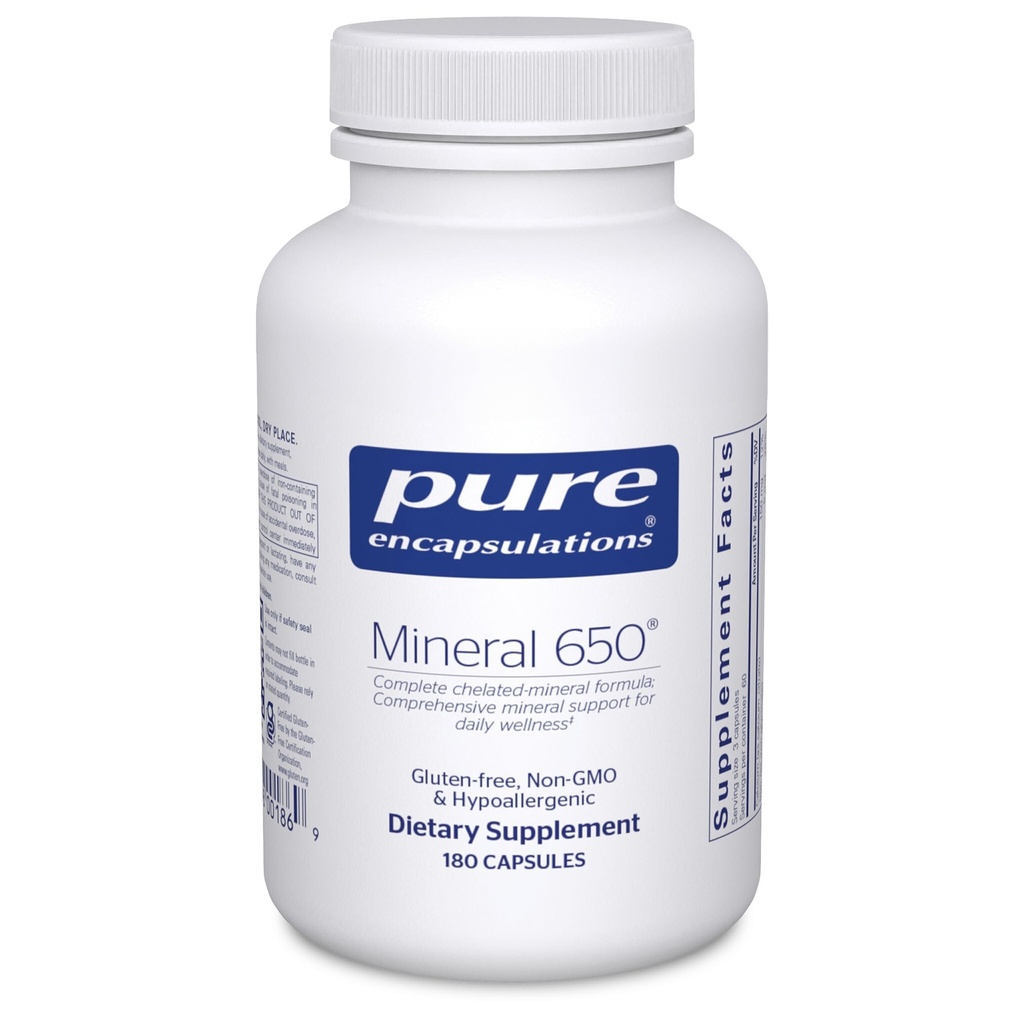 Pure Encapsulations Mineral 650 | Hypoallergene Kombination aus Balanced Chelate|Minerals | 180 Kapseln