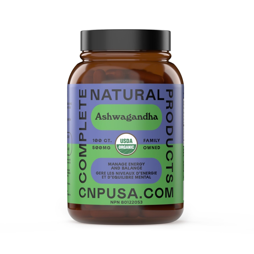 Bio Ashwagandha Kapseln - 100 Kapseln 500mg Pure Organic Ashwagandha Ergänzung zur Berechnung Unterstützung