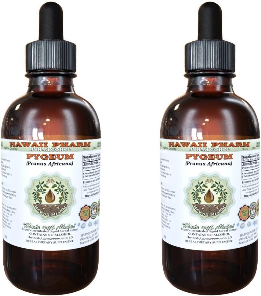 Estratto di liquido privo di alcool di ciliegia africano, Pigeo di ciliegia africano (Prunus Africana) Integratore naturale di erbe di Glycerite, Hawaii Pharm, USA 2x4 oz