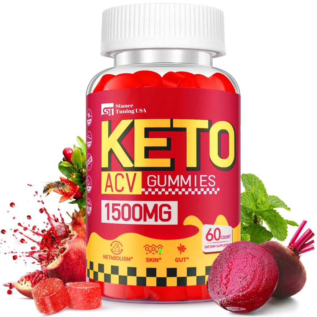Keto ACV Gummis für Weight Loss - Delicious 1500MG Apfelessig mit Mutter, Probiotika, Vitamine B6 & B12 - Sugar Free, Vegan & Non-GMO - Unterstützt Gut Health, Stoffwechsel und Fettverbrennung für Frauen