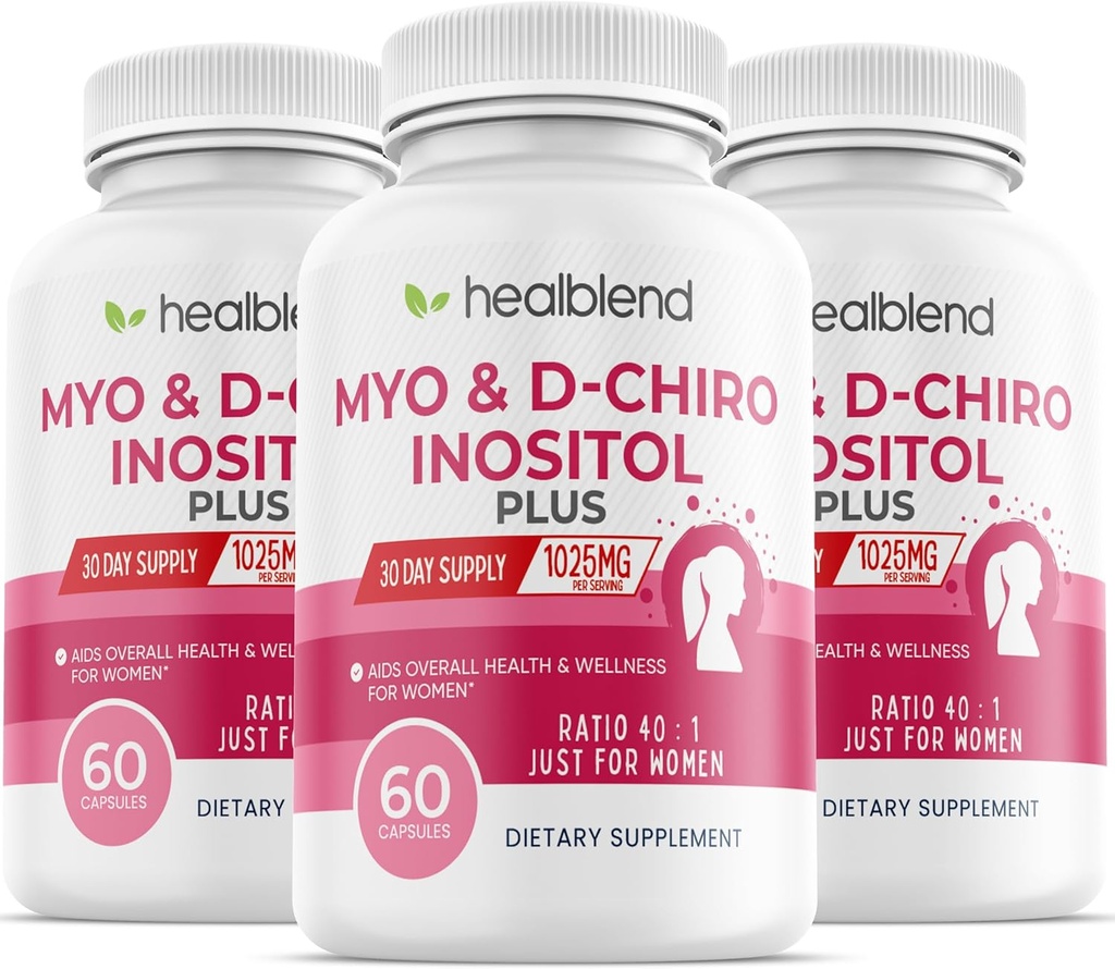 Myo & D-Chiro Inositol Plus Supplement Blend, Hormonal Balance, Healthy Ovulation & Overall Wellness Support for Women, Fertility and Pregnancy Health (3 Pack)