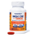 Oceanblue 2100 Triple Strength Omega-3 Huile de poisson avec un supplément de Combo Omega 3 sans Burpless avec Curcumin EPA DHA DPA.