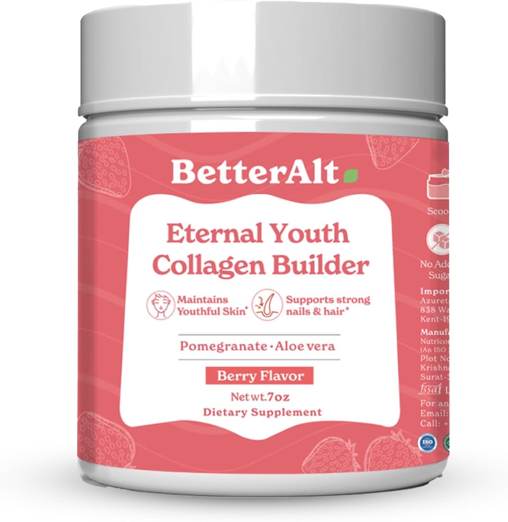 Besser Alt Eternal Youth Collagen Builder (Berry Flavor) 200g| für Radiant, jugendlich & Glowing Skin| Hilft Collagen & Bietet Antioxidans Support|No Added Sugar & No künstliche Additive