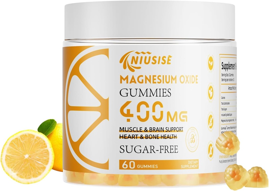 Magnesiumoxid-Gummien für Männer und Frauen, leicht absorbierte Magnesium-Gummi-Ergänzung für Muskel-, Knochen- und Herzunterstützung, Magnesium Complex Supplement 400mg