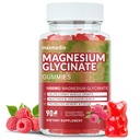 Magnesium Glycinate Gummie 1000mg, Sugar Free Magnesium Kalium Ergänzungen für Erwachsene mit L-Threonate für Schlaf, Körperunterstützung und Entspannung,90 Raspberry Gummis