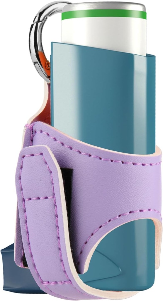 Beautyflier Asthma Inhaler Holder PU Leather Travel Handy Holder per adulti e bambini, Inhaler Non incluso