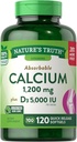 Nature's Truth Absorbable Calcium 1200 mg Plus D3 5000 IU pro Servieren Quick Release Softgels - 120 ct, Pack von 2