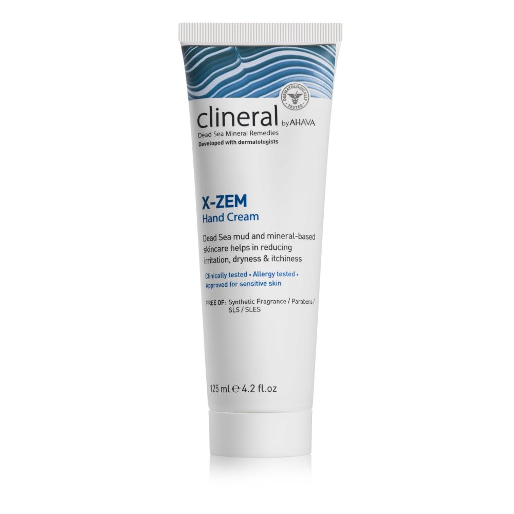 AHAVA Clineral X-Zem Hand Cream - Allevia il disagio dalla dermatite, combatte il rossore, l'aridità e prurito, ammorbidisce le macchie secche e ruvide, con olio di Ippofae, Burro di Karitè & Osmoter, 4.2 Fl.Oz