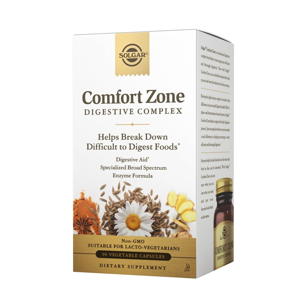 Solgar Comfort Zone Digestive Complex - 90 Gemüsekapseln - Enzyme zur Unterstützung des natürlichen Verdauungsprozesses des Körpers und zum Abbau schwer verdaulicher Lebensmittel - Koscher - 90 Portionen