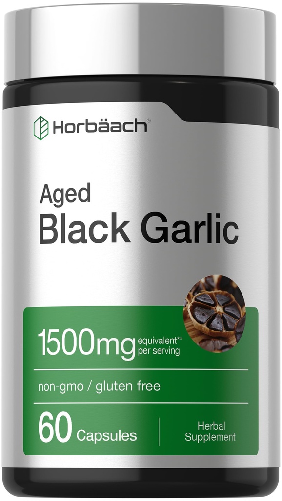 Horbäach Aged Knoblauch Extrakt Kapseln 1500mg | 60 Count | Fermented Supplement | Non-GMO, Glutenfrei