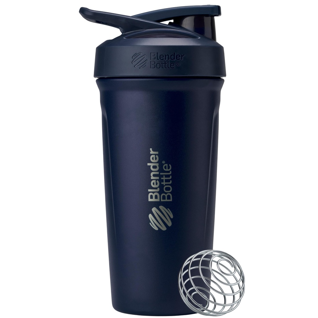 BlenderBottle Sport Insulated Stainless Steel Shaker Bottle mit Wire Whisk, 24-Ounce, Navy – Protein Shakes & Hydration für Athleten & Fitness Enthusiasten, Easy Mixing, hält Getränke kalt, Lockable Lid
