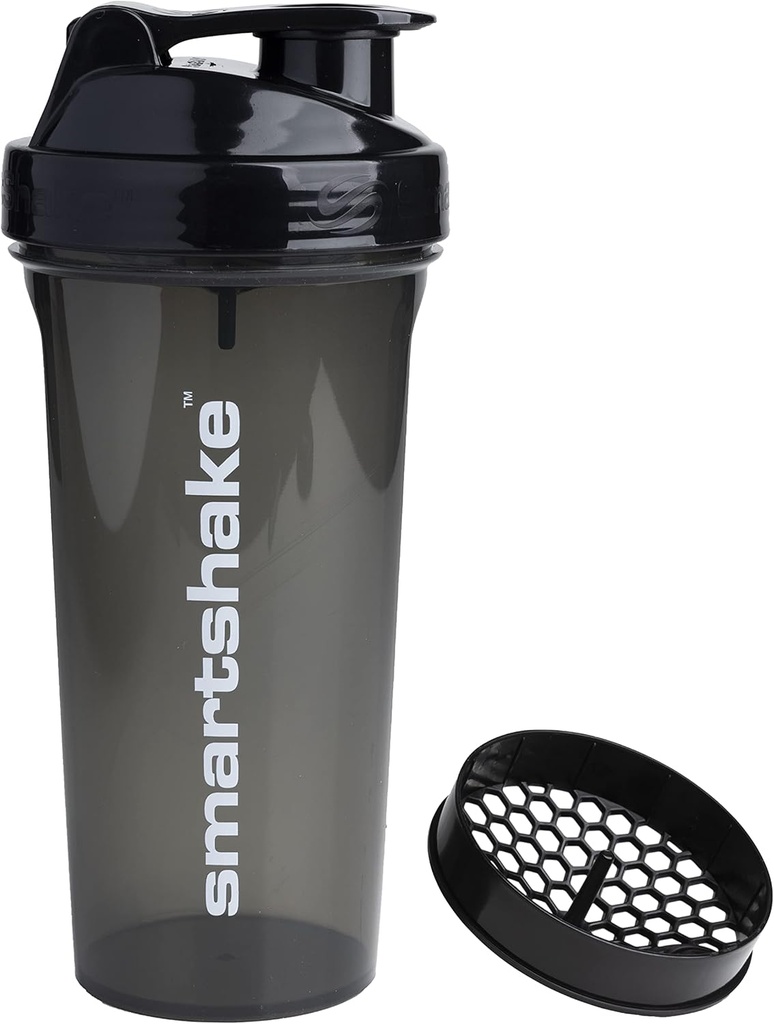 Bouteille de shaker de protéines Smartshake (GLOSSY, noir)