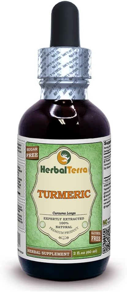 Turmère (Curcuma Longa) Glycérite séchée biologique Rhizome Extrait liquide sans alcool 2 oz