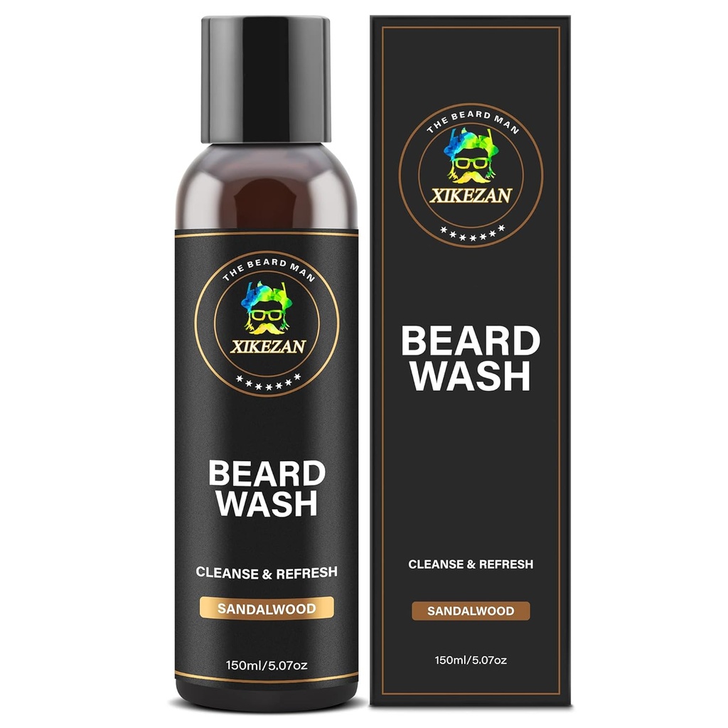XIKEZAN Beard Wash Shampoo w/Natural Biotin Argan & Jojoba Oils Deeply Cleans Smooths Ammorbidisce e rinforza,Natale Stocking Stuffers Padre Giorno Regali per gli uomini Lui Papà Ragazzo Marito