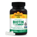 Country Life High-Potency Biotin 10mg - Supplément de biotine végétalien et sans gluten pour la peau et les ongles, métabolisme énergétique - Biotine 10000mcg Capsules
