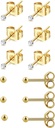 6Pairs 2mm/3mm Acier chirurgical Hypoallergénique Piercing Studs, 20G 14K Boucles d'oreilles en or rempli de minuscules goujons pour perçage à trous multiples (Cubic Zirconia, Pearl, Ball)