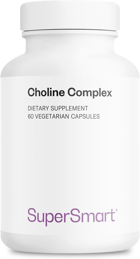 Supersmart - Choline Complex (Patented & High Strength) - con Choline Bitartrate, GPC Choline & CDP Choline - Integratori Choline ad alta potenza | Non-GMO & Gluten Free - 60 Capsule Vegetariani