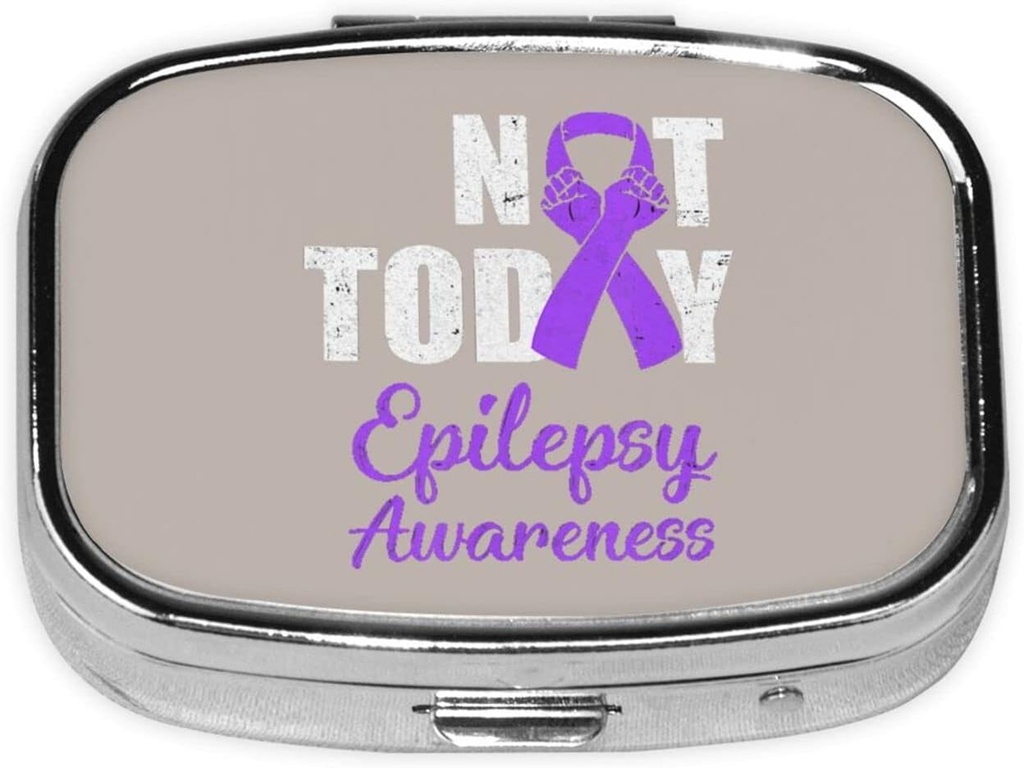 Non oggi Epilepsy Awareness Ribbon Square Mini Pill Case Travel Medicine Organizer Confronti Portatili Metal Pill Box