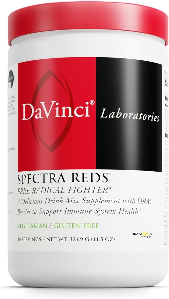 DAVINCI Labs Spectra Reds - Getränke-Mix-Ergänzung für Antioxidante Gesundheit* - Immun- & Leber-Gesundheitshilfe mit Trauben-Säge-Extrakt* - Pulver-Ergänzung unterstützt Augen- und Herzgesundheit* - 30 Portionen (324,9 g)