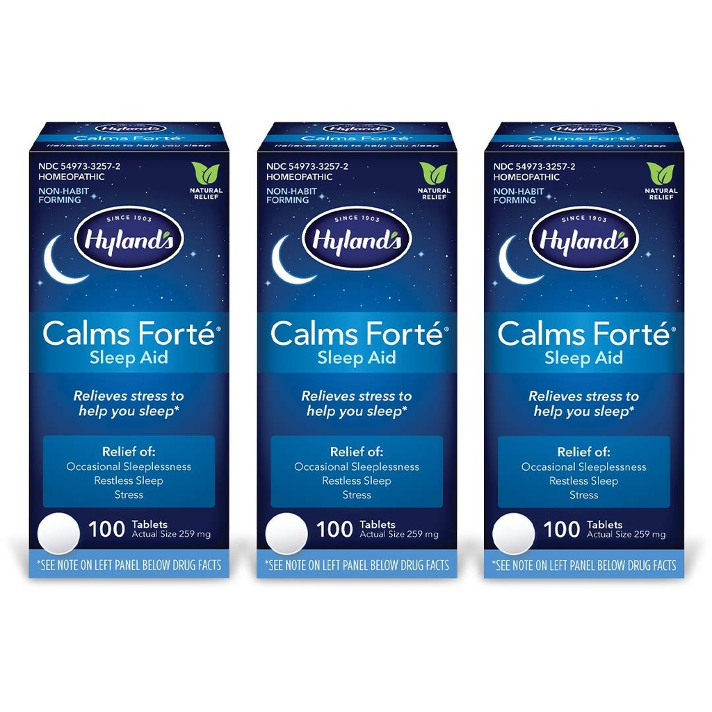 Hyland’s Calms Forte’ Sleep Aid Tablets, Natural Relief of Nervous Tension and Occasional Sleeplessness, 100 Count (Pack of 3)