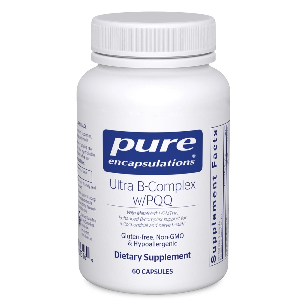 Reine Kapseln Ultra B-Komplex mit PQ | Vitamin B Ergänzung zu Nerven, Zellen, Methylierung und Mitochondriale Gesundheit* | 60 Kapseln