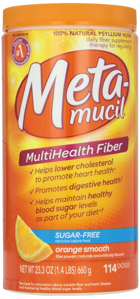 Metamucil, glatte Textur, Zuckerfrei, Orange,pulver, 23.4 Unze