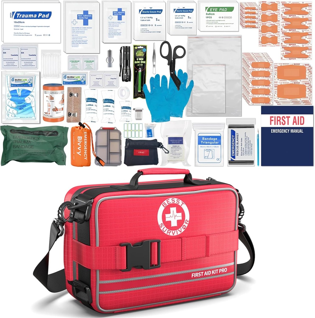 Umfassende Erste-Hilfe-Kits- Erweiterte Trauma-Kits mit markierten Komponenten, große Emergencies Medizinische Kits für Auto, Home, Camping und Outdoor Emergencies -324Piece-Set