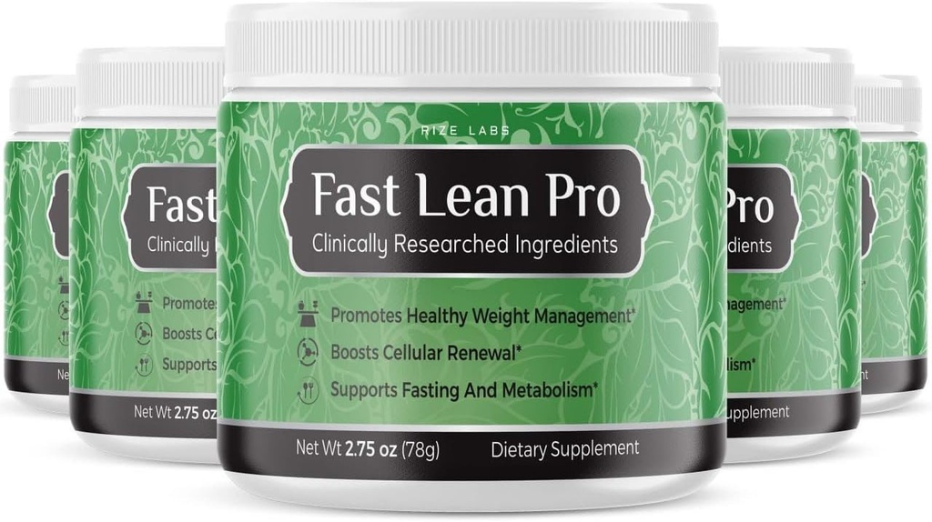 Rize labs Fast Lean Official Pro Advanced Formula Supplement, Hydratation BCAA Drink Capsules dans un pot, facile à scoop et goûts excellents - Pack de 5(120 portions)