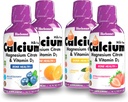 Bluebonnet Nutrition Citrate de calcium liquide Citrate de magnésium, vitamine D3, Bone Health - Ensemble d'orange, de bleuets, de citron et de fraises, 4 bouteilles de 16 fl Oz chacune (64 Fl Oz Total)