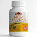Mega EPA/DHA, qualité premium 60 softgels, supplément huile de poisson avec EPA & DHA - favorise la santé du coeur et du cerveau - non-OGM - 60 portions