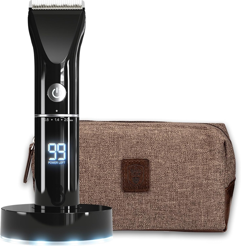 The Beard Club Trimmer for Men with Travel Bag - Perles et cheveux rechargeables sans fil électrique - High Power 7000 RPM - 8 Guides couleur 45 Longueurs de tige uniques - Travel Lock