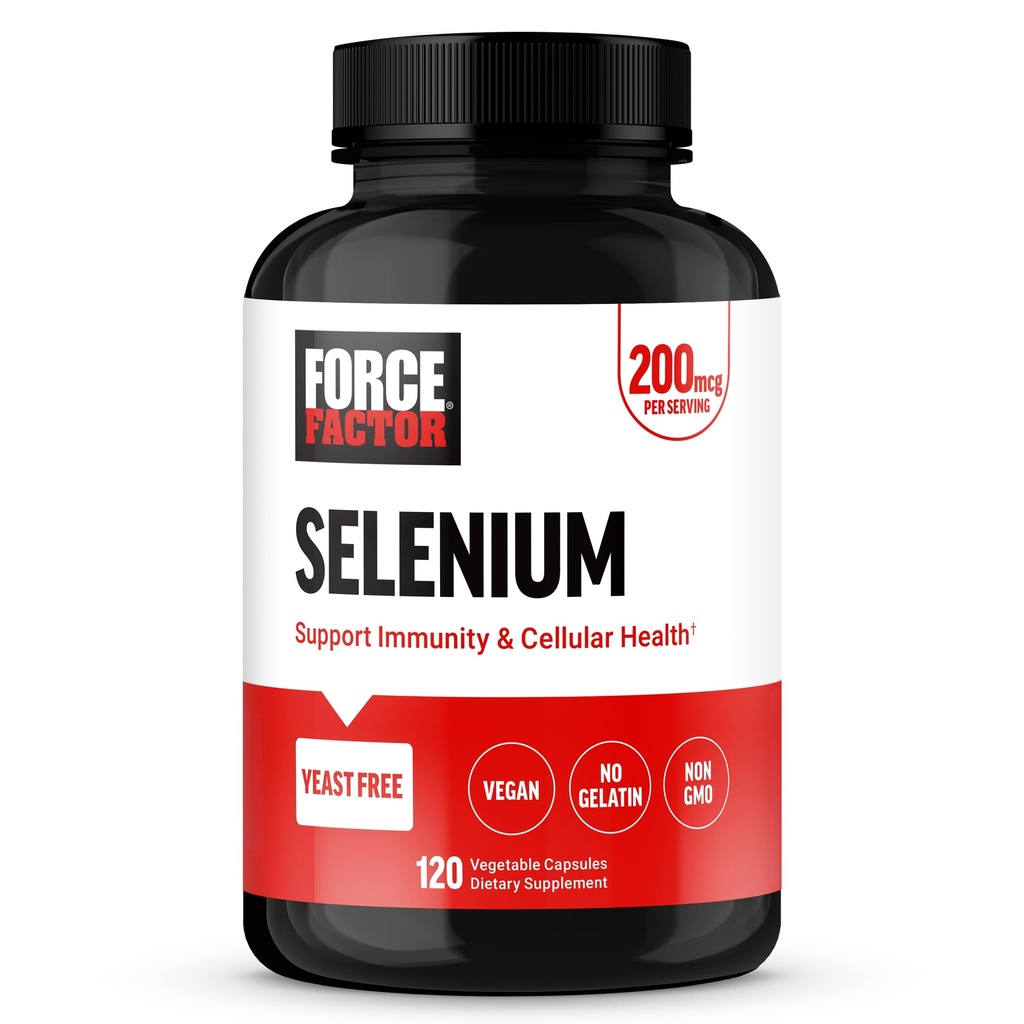 Force Factor Selenium Immun Support Supplement, Selen 200mcg Kapseln zur Unterstützung Immunabwehr, Immunität Supplement, Vegan, Non-GMO, 120 Kapseln