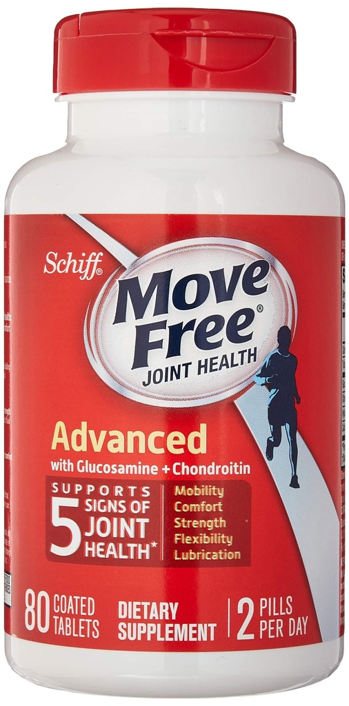 Schiff Move Free Advanced, Joint Health Supplement mit Glucosamin und Chondroitin, 80 Count
