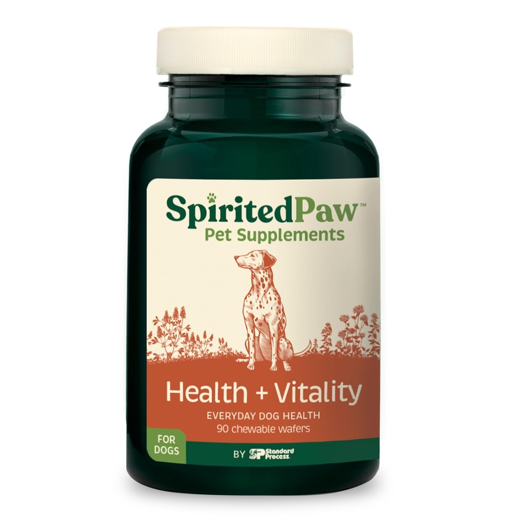 Salute di paw Spiritoto + Vitalità per cani - Supplemento di animali domestici per il sistema immunitario, cappotto, salute del fegato & di più - Supporto multifunzionale del cane con Choline, calcio, zinco, & vitamine D e A - 90 wafer masticabili
