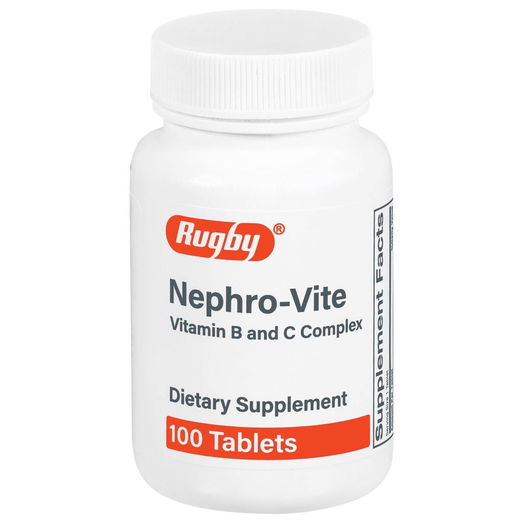 Compresse di vitamina B e C complesse Rugby Nephro-Vite - Supplemento dietetico - 100 Conte (1 Confezione)