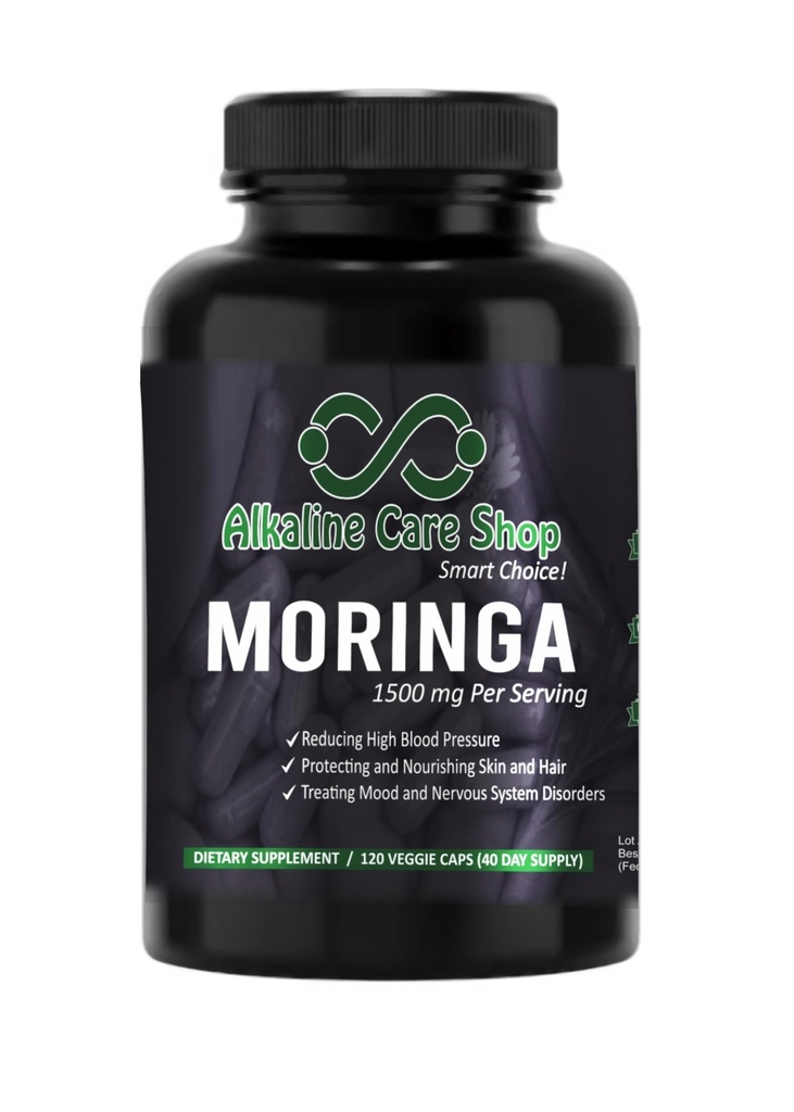 Soin de l'alcaline (en anglais seulement) Moringa Premium Extract 1500mg (en anglais seulement) Vitamine C) Haute absorption, 100% naturelle, aliments entiers, Supplément non OGM (en anglais seulement)